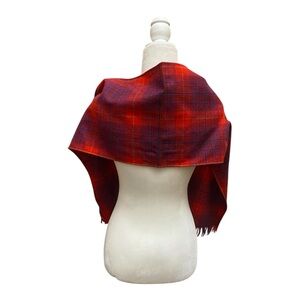 Pendleton Womens Virgin Wool Red Plaid Winter Scarf Preppy Cottage